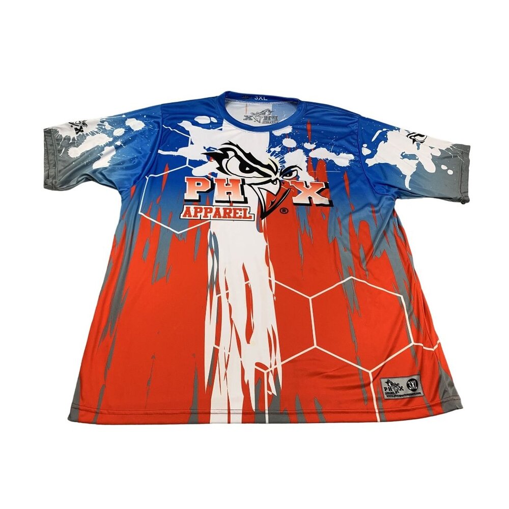 PHX Apparel Men's 3XL Red Performance Shirt Hexagon All over Print Athletic Wear
